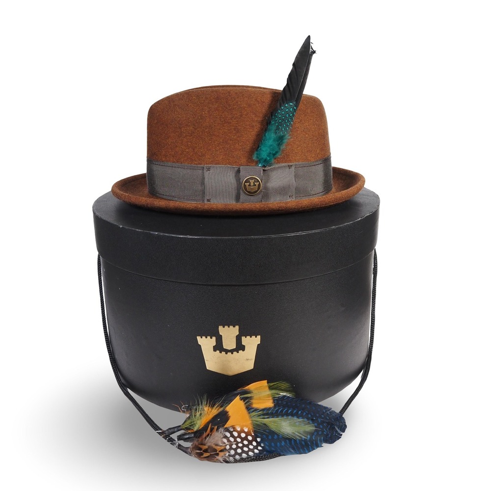 Goorin Bros Ryan Pointo Fedora Pork Pie Hat Brown Wool Small 6 7/8 with‎ Box